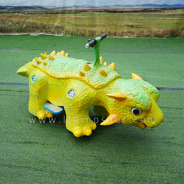 Yellow-green electric ankylosaur-shaped scooter